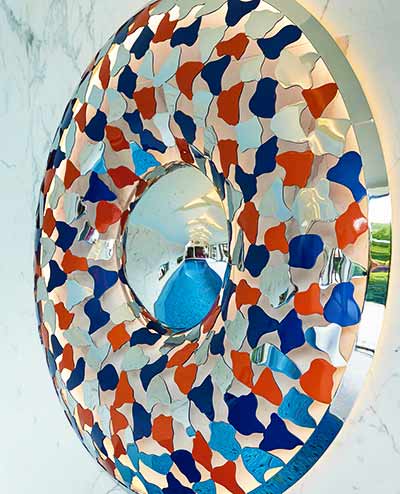 Colourful pool wall art