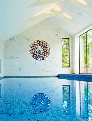 Custom wall sculpture for an indoor swimming pool