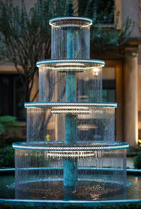 Four tiered fountain with LED lighting