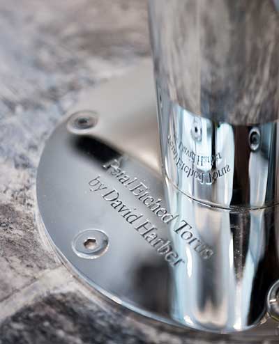 Sculpture details engraved on the base