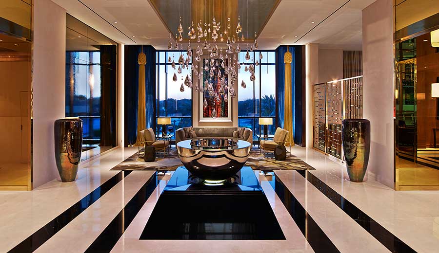 Chalice water feature at the Four Seasons DIFC hotel, Dubai