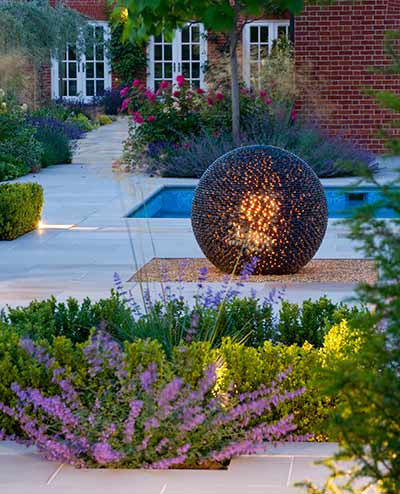Dark Planet sphere illuminated at dusk