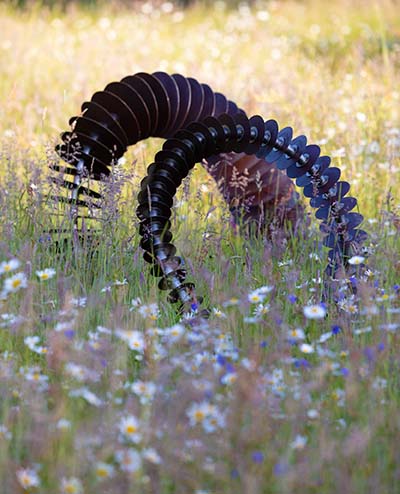 Coluna sculpture in wild grass