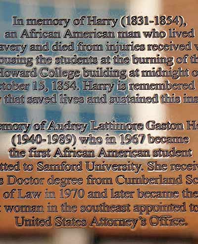 Engraving on Samford University obelisk