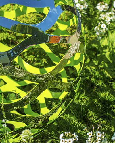Detail of Filium metal garden sculpture