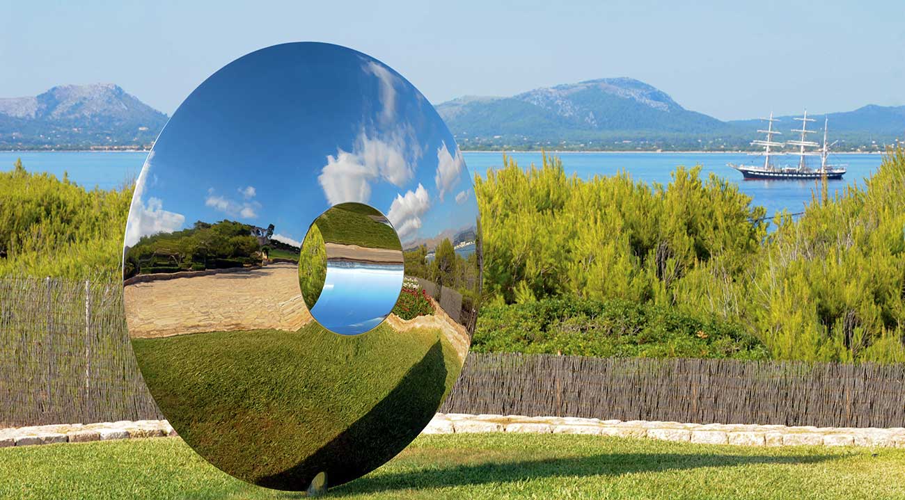 Torus large outdoor sculpture in stainless steel