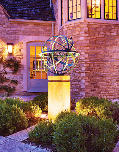 Armillary sundial on a modern plinth