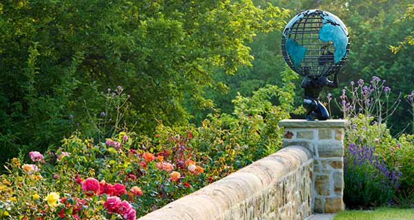 Statue of Atlas supporting a bronze globe