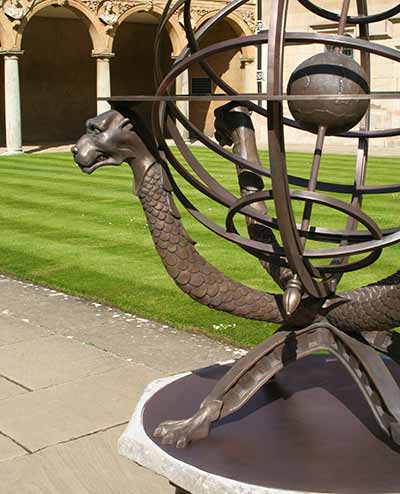 Elizabethan detailing on the solid bronze Blagrave armillary sphere