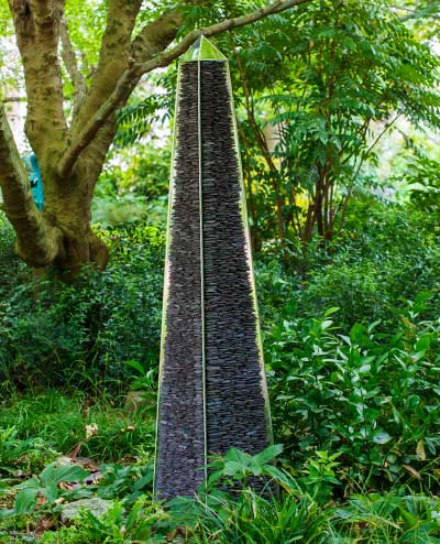 Slate obelisk garden sculpture