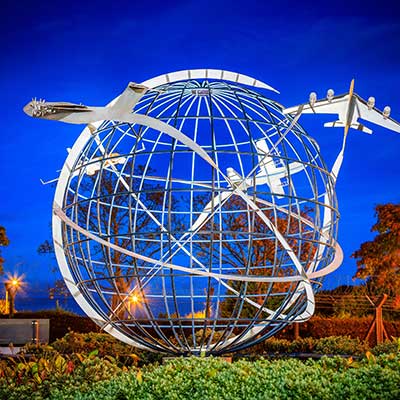 Custom armillary with airplanes for Brize Norton RAF base