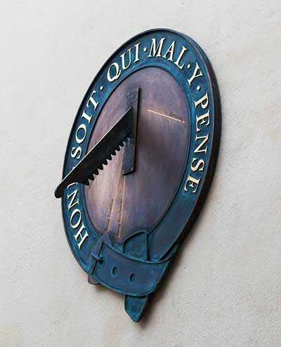 Custom sundial designed to look like the Order of the Garter for the Chapel of St George at Windsor Castle