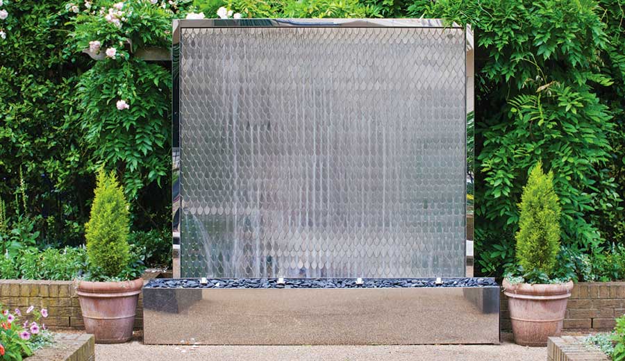 Petal water wall as the central garden feature