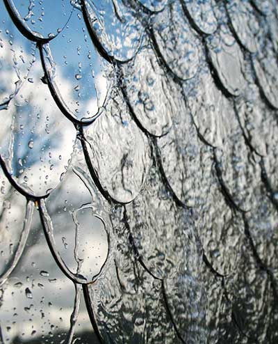 Petal wall water feature as the decorative feature of a garden
